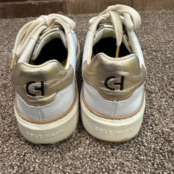 Cole Haan GrandPrø Topspin Sneakers White Leather & Suede Gold Accents Size 6.5 - Picture 8 of 10